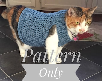 Cat Sweater Crochet Pattern, Cat Clothes Pattern, Crochet Pattern, Pet Clothes Pattern, Cat Coat Pattern, Crochet Cat Sweater