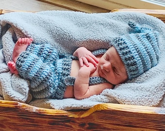 Crochet Pattern Newborn Knot Hat & Pants with Suspenders