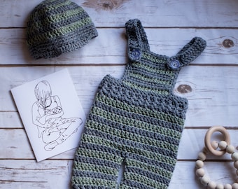 Crochet Pattern Baby Overalls & Jayden Hat