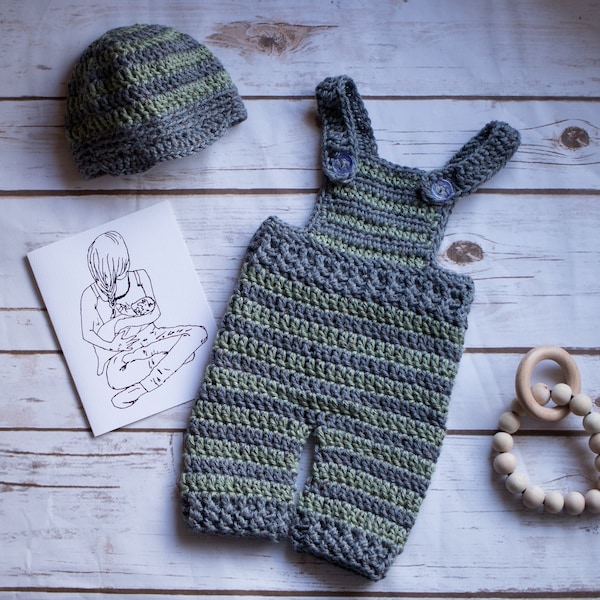Crochet Pattern Baby Overalls & Jayden Hat