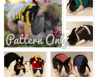 Crochet Pattern Rabbit Clothes & Costumes Ebook- 12 Crochet Patterns Collection