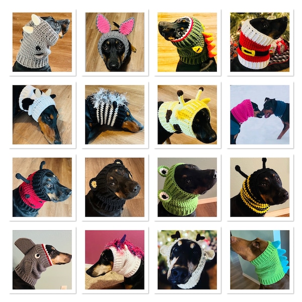 16 Crochet Pattern Dog Snood Costumes Collection- 16 Crochet Patterns Ebook