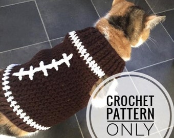 Cat Crochet Pattern, Cat Football Costume, Crochet Pattern, Cat Football Sweater, Dog Football Sweater