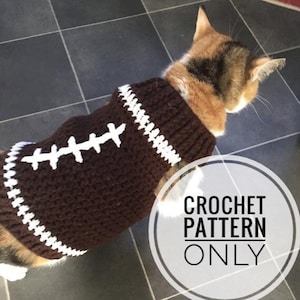 Cat Crochet Pattern, Cat Football Costume, Crochet Pattern, Cat Football Sweater, Dog Football Sweater