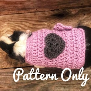 Crochet Pattern Guinea Pig Heart Sweater, Guinea Pig Clothes Pattern, Guinea Pig Sweater Pattern, Skinny Pig Sweater Crochet Pattern image 1