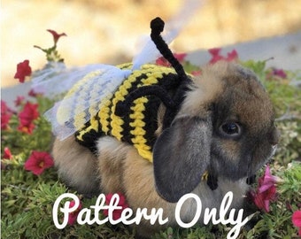 Crochet Pattern Rabbit Bumble Bee Costume, Rabbit Clothes Pattern