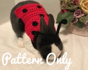 Crochet Pattern Rabbit Ladybug Sweater, Rabbit Costume Pattern