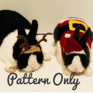 Crochet Pattern Rabbit Santa Clothes, and Antlers