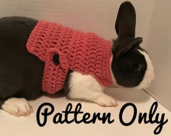 Crochet Pattern Rabbit Sweater, Rabbit Clothes Pattern