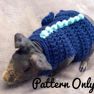 Crochet Pattern Dinosaur Costume for Guinea Pigs, Alligator Costume, Crocodile Costume, Guinea Pig Clothes Pattern