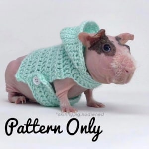 Crochet Pattern Guinea Pig Hoodie, Guinea Pig Clothes Pattern, Guinea Pig Sweater, Skinny Pig Sweater image 1