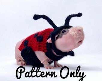 Crochet Pattern Guinea Pig Ladybug Costume, Guinea Pig Clothes Pattern, Guinea Pig Sweater Pattern, Skinny Pig Sweater Crochet Pattern