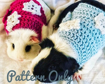 Crochet Pattern Guinea Pig Snowflake Sweater, Guinea Pig Clothes Pattern, Guinea Pig Sweater Pattern, Skinny Pig Sweater Crochet Pattern