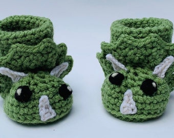 Crochet Pattern Baby Triceratops Dinosaur Booties