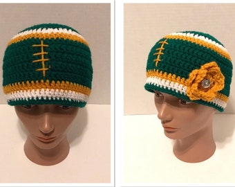 Crochet Pattern Football Hat- Newborn, 6-12 months, 12-18 months, Toddler, and Adult sizes included