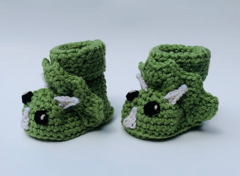 Crochet Pattern Baby Triceratops Dinosaur Booties image 8