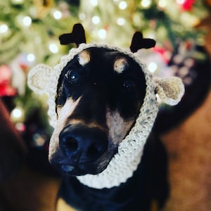 Crochet Pattern Dog Reindeer Antler Snood Scarf