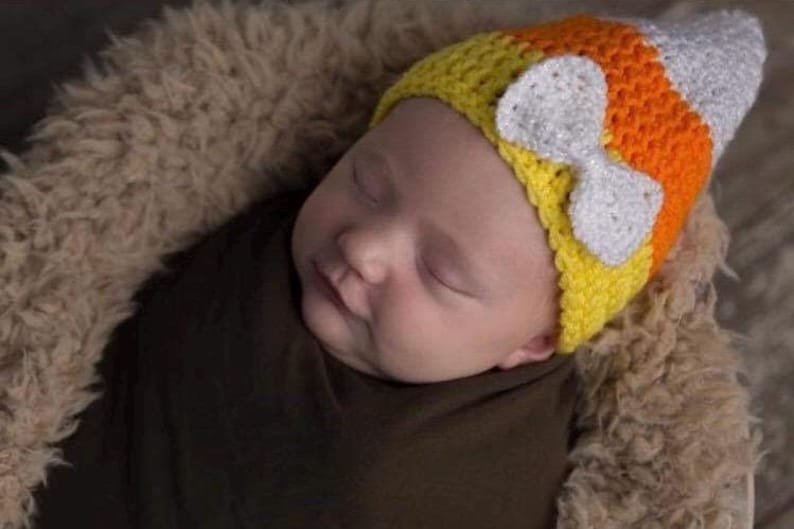 Candy Corn Pattern, Crochet Pattern, Crochet Candy Corn, Crochet Fall Pattern, Baby Candy Corn Hat, Fall Baby Hat, Halloween Pattern image 1