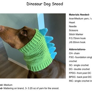 Crochet Pattern Dog Dinosaur Snood Cowl image 10