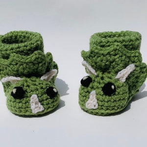 Crochet Pattern Baby Triceratops Dinosaur Booties image 4