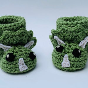 Crochet Pattern Baby Triceratops Dinosaur Booties image 9