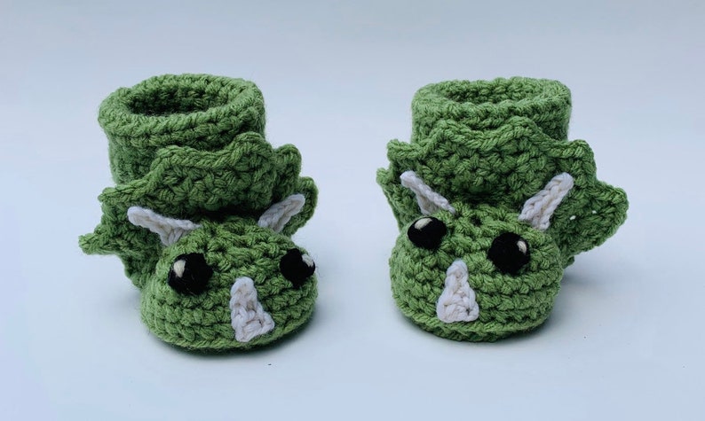 Crochet Pattern Baby Triceratops Dinosaur Booties image 9