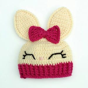 Sleepy Bunny Baby Hat Crochet Pattern