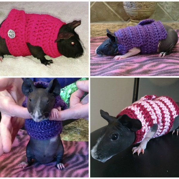 Guinea Pig Clothes, Guinea Pig Sweater, Skinny Pig Sweater, Small Pet Clothes, Cavy Accessories, Hairless Guinea Pig, Crochet Pet Sweater