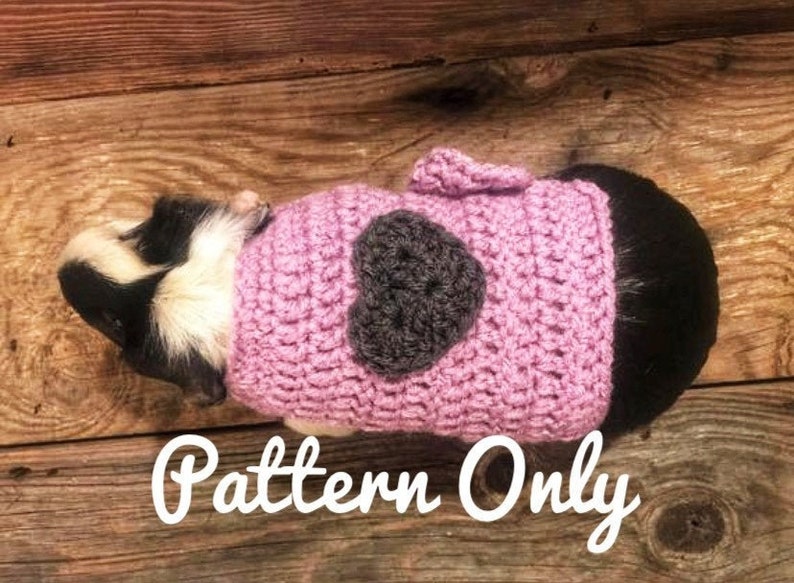 Crochet Pattern Guinea Pig Heart Sweater, Guinea Pig Clothes Pattern, Guinea Pig Sweater Pattern, Skinny Pig Sweater Crochet Pattern image 1