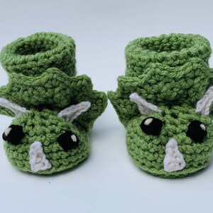 Crochet Pattern Baby Triceratops Dinosaur Booties image 3