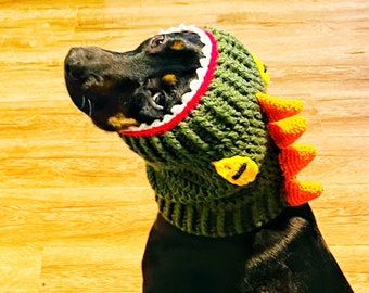 Crochet Pattern Dog Dinosaur T-Rex Snood Cowl, Tyrannosaurus Dog Snood, Dragon Cowl for Dog