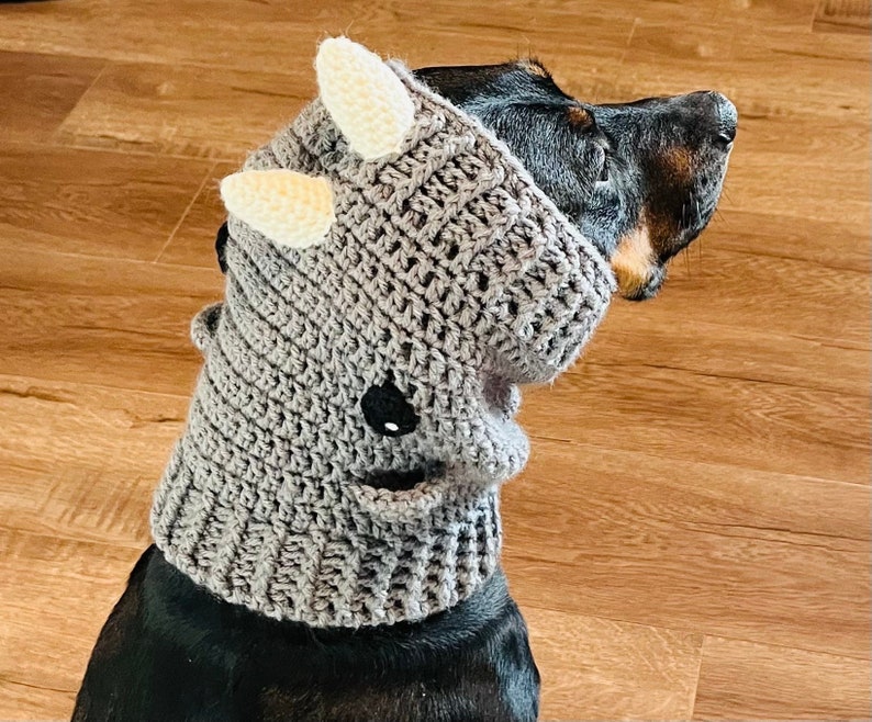 Crochet Pattern Rhinoceros Dog Snood Cowl image 1