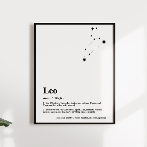 Leo Minimalist Wall Art Zodiac Prints Astrology Wall Art Etsy