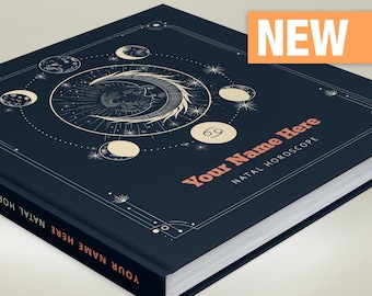Lecture d'astrologie - Livre relié 100 % personnalisé - Rapport de thème natal de naissance sur mesure sur plus de 40 pages - Alchemy Dark Cover Design