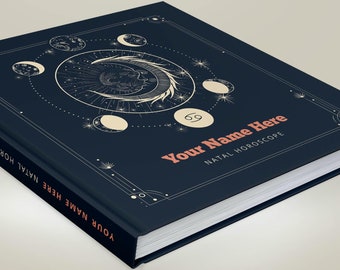 Astrology: Birth chart reading in hardcover book - 100% personalized, custom made natal chart report on 40+ pages - Alchemy Dark design