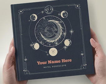 Astrology: Birth chart reading in hardcover book - 100% personalized, custom made natal chart report on 40+ pages - Alchemy Dark design