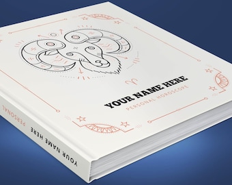 Astrology: Birth chart reading in hardcover book - 100% personalized, custom made natal chart report - Retro Zodiac design