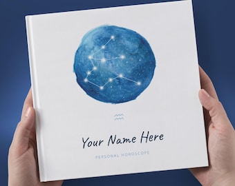 Astrology: Birth chart reading in hardcover book - 100% personalized, custom made natal chart report on 40+ pages - Blue Constellation