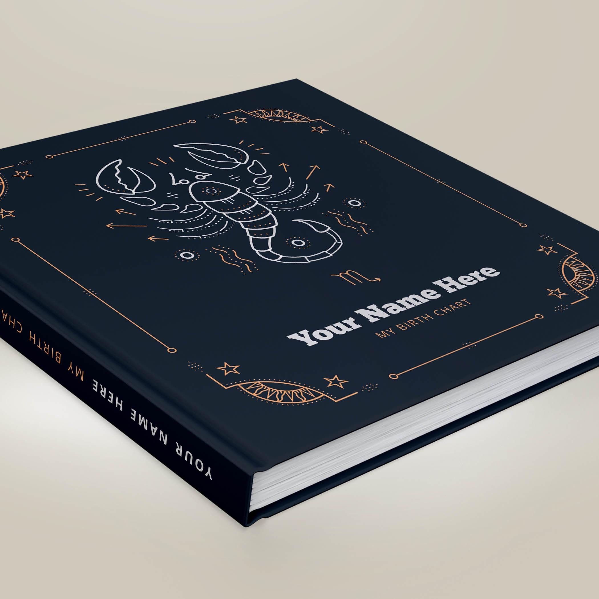 Astrology: Birth chart reading in hardcover book - 100% personalized, custom made natal chart report on 40+ pages - Retro Dark cover design