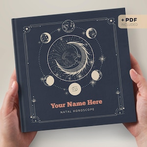 Personalized Birth Chart Book with PDF: Handmade Hardcover Natal Chart Reading, 40+ Pages, Astrology Gift - Alchemy Nightsky Cover