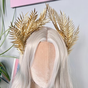 Gold Leaf Grecian Floating Leaves Headband Hair Band Tiara Fascinator Whimsical Bride Bridal Wedding Festival Poseidon Greek God Goddess