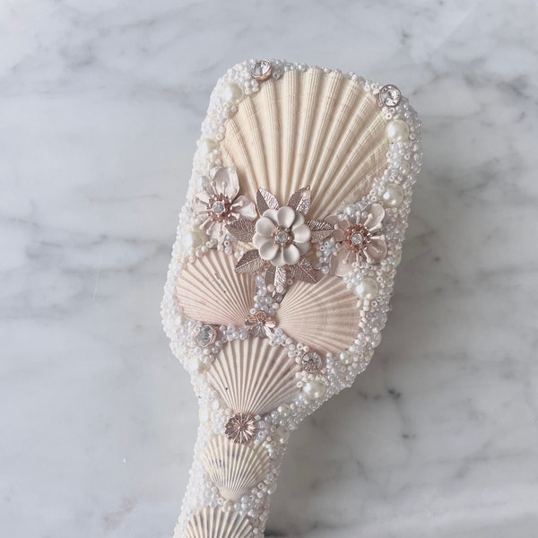 Amphitrite Hair Brush Cream Beige Gold Sea Shell Mermaid Brush Diamond Jewel Luxury UK