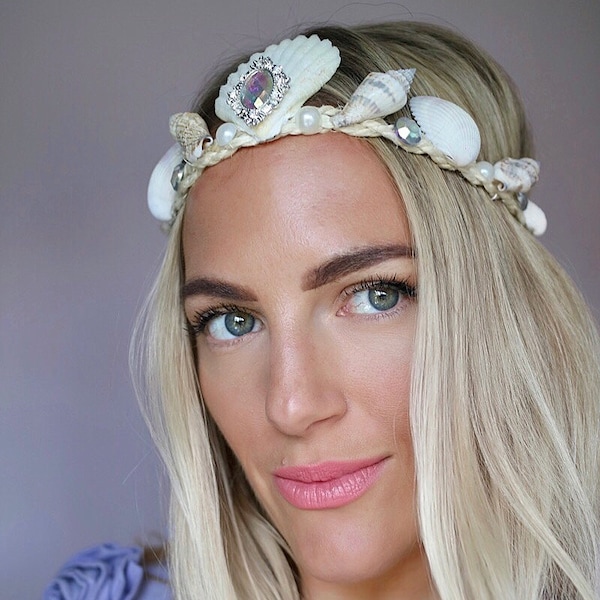 Sea Shell Diamond Pearl Mermaid Custom Crown Tiara Hair Head Band