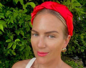 Roter Zopf Seidensatin Stirnband Haarband Tiara Krone Kopfstück Hochzeit Rassen Ascot