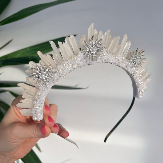 Celestial Star Clear Quartz Crystal Jewel Spike Halo Crown 