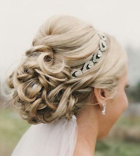 Cerchietto Da Sposa Argento Anni '20 Stile Flapper Con Cristalli E Catena - Gioiello Per Capelli - Foto 5