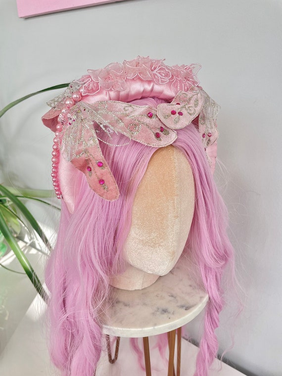 Pink Dragonfly Pearl Beaded Headband Hair Band Padded Thick Luxury Diamanté  Jewelled Wedding Party Whimsical UK