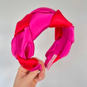 Pink & Red Plait Silk Satin Headband Hair Band Multi Coloured Tiara Crown Head Piece Fascinator Wedding Races Ascot