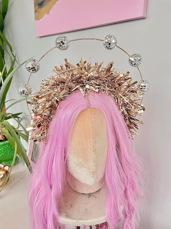 Silver Disco Mirror Glitter Ball Gold Tinsel Headband Hair Band