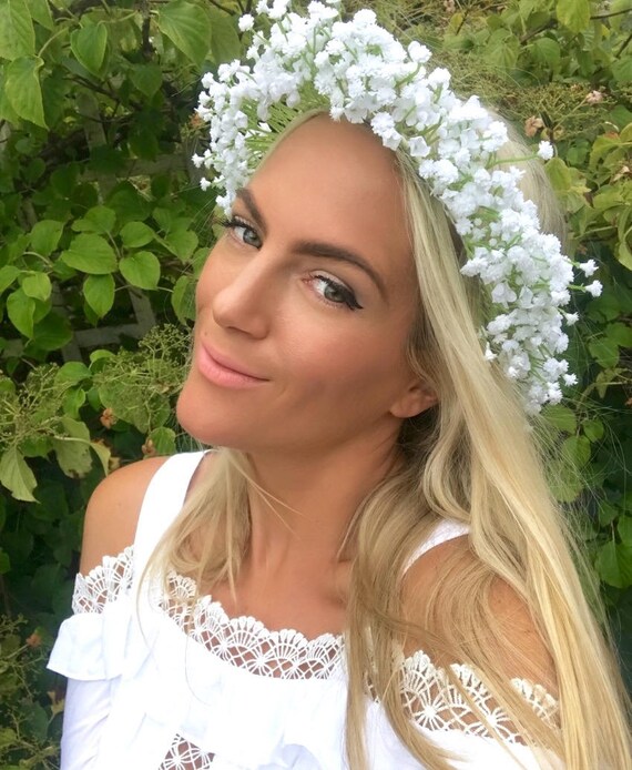 Gypsophila Flower Spray Crown Babys Breath Hair Head Band